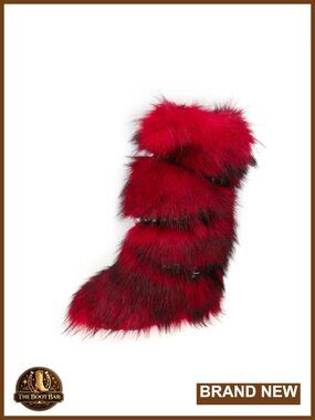 Faux Fur Knee-High Boots for Women Y2K Fuzzy Winter Shoes